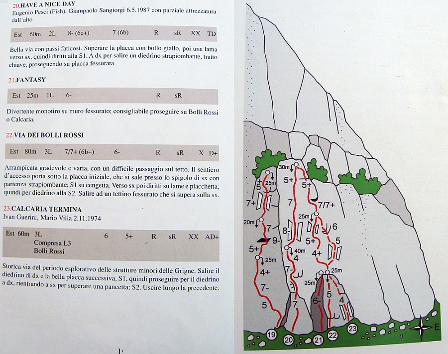 Relazione.jpg - La parede del Medale a destra presenta un settore di viette corte, scegliamo Calcaria Termina