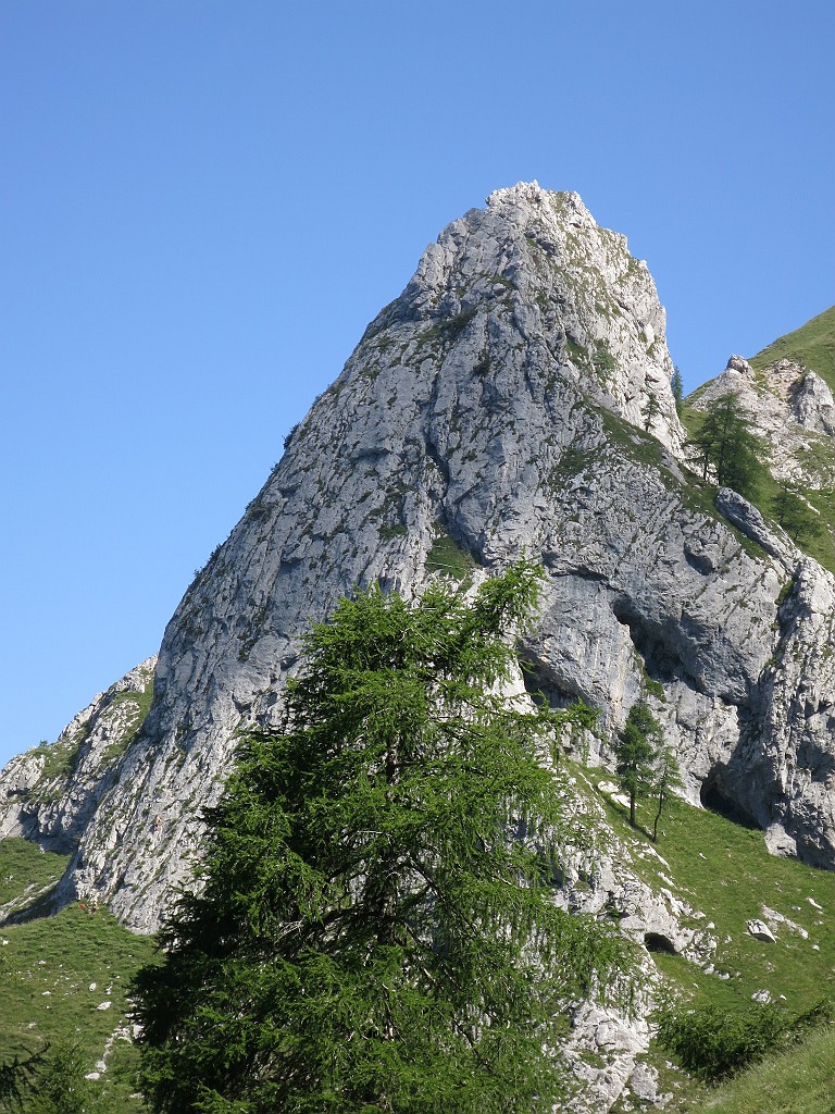 IMG_0822.JPG - La discesa più veloce è con una doppia a destra, poi per traccia si torna alla base della parete. Sconsigliabile calarsi in doppia specialmente se ci sono cordate sulla vicina via "Cai Vedano" per il rischio di smuovere sassi.